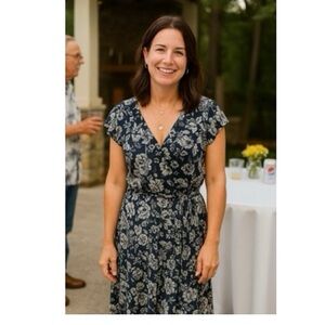 Stella & Julie Faux Wrap Floral‎ Ruffle Dress NWT